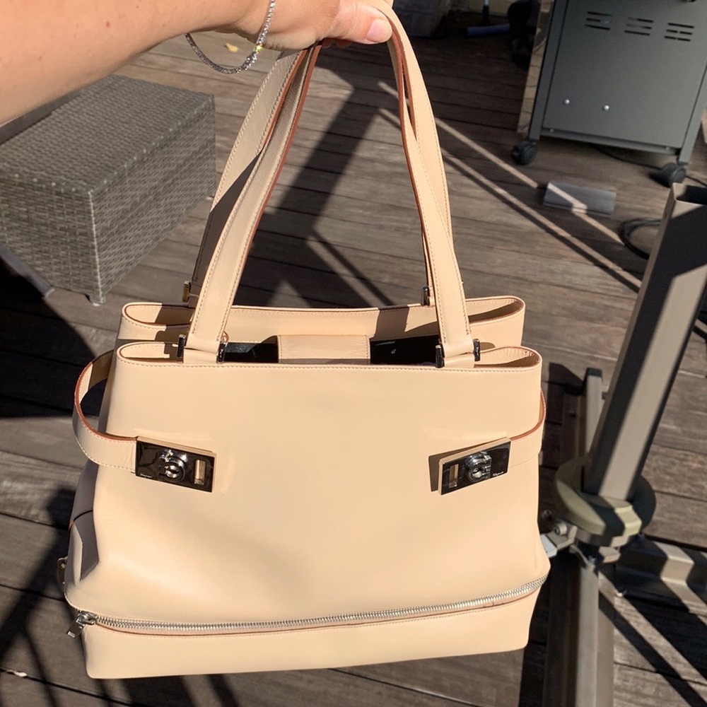 Authentic Salvatore Ferragamo Gancini leather handbag